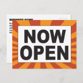 Jetzt offen für Geschäfte mit bunten Strahlen Postkarte (Vorne/Hinten)
