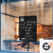 Jetzt öffnen | BLACK-Logo für die Geschäftsöffnung Fensteraufkleber (Café-Fenster)