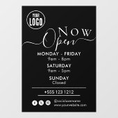 Jetzt öffnen | BLACK-Logo für die Geschäftsöffnung Fensteraufkleber (Blatt)