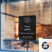 Jetzt öffnen | Schwarze Logos für Geschäftsöffnung Fensteraufkleber (Café-Fenster)