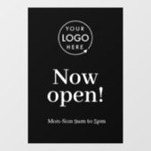Jetzt öffnen | Schwarze Logos für Geschäftsöffnung Fensteraufkleber (Blatt)
