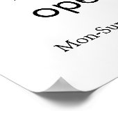 Jetzt öffnen | White-Logos für Geschäftsöffnungsze Poster (Ecke)