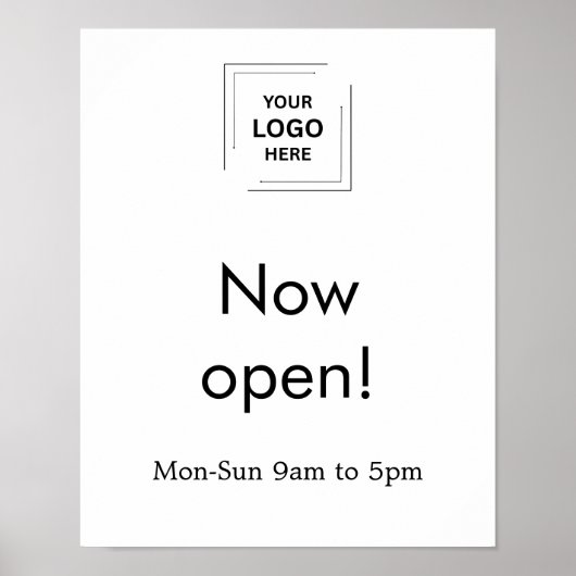 Jetzt öffnen | White-Logos für Geschäftsöffnungsze Poster (Vorne)