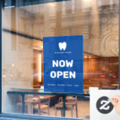 Jetzt Open Dentist | Logo für Geschäftsöffnungszei Fensteraufkleber (Café-Fenster)