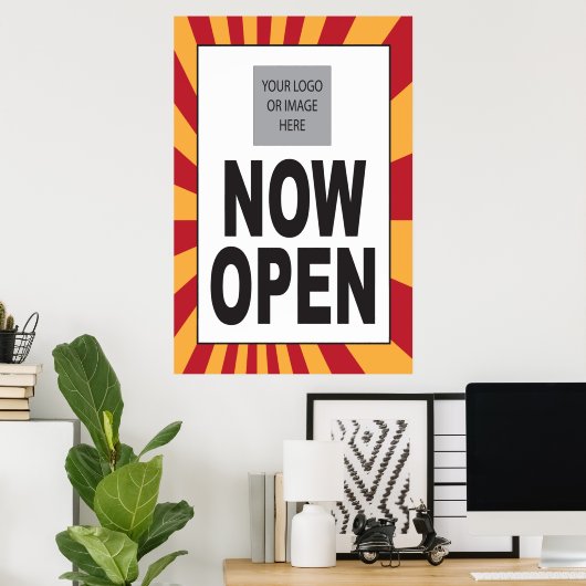 Jetzt Open Sign Poster mit Logo (Heimbüro)