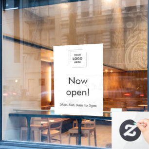 Jetzt Open Sign White Window Fensteraufkleber