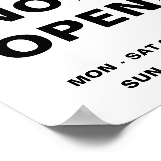 Jetzt Open Store Stunden Firmenlogo hier Poster (Ecke)