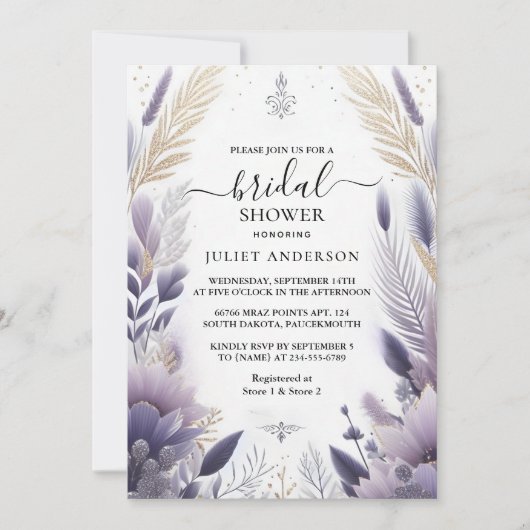 Jetzt Plum Fall Summer Lavendel Sage Brautparty Einladung (Vorderseite)