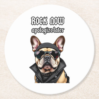 Jetzt Rock, entschuldigen Sie sich später Runder Pappuntersetzer