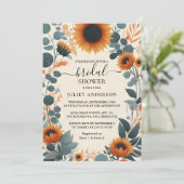 Jetzt Rustikale Gartengrüne Sonnenblumen Brautpart Einladung (Stehend Vorderseite)