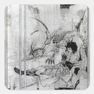 Jetzt sah König Arthur das suchende Tier Quadratischer Aufkleber