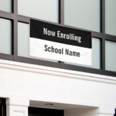 Jetzt Schulname Schwarz und Weiß Banner (Äußeres Gebäude)