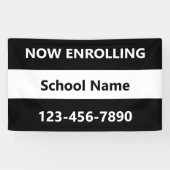 Jetzt Schwarz-Weiß-Schulname Telefon eingeben Banner (Horizontal)