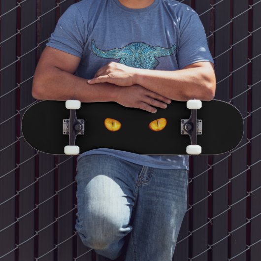 Jetzt sieht er dich schwarze Katze Skateboard (Außenbereich 3)