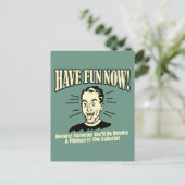 Jetzt Spaß haben: Minivan fahren Vororte Postkarte (Stehend Vorderseite)