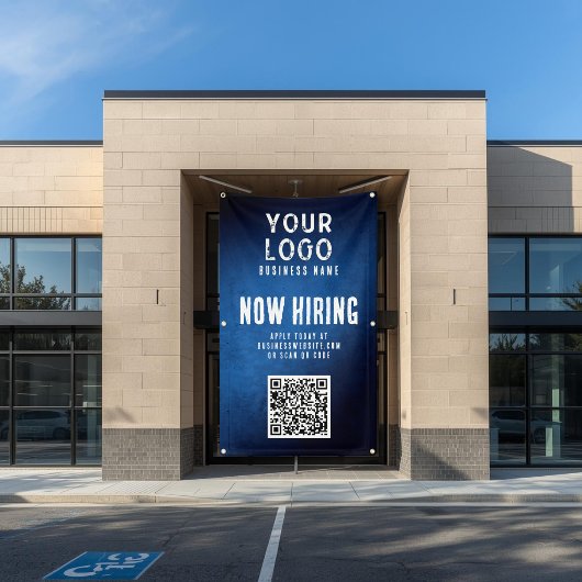 Jetzt Stellenausschreibung Banner QR Code Blau Gru