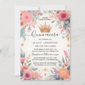 Jetzt Tiara Familie Latina Girly Spanish Quinceane Einladung (Vorderseite)