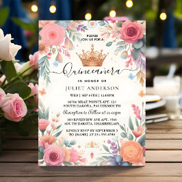 Jetzt Tiara Familie Latina Girly Spanish Quinceane Einladung