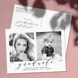 Jetzt und dann 2 Foto Graduation Party Einladungspostkarte