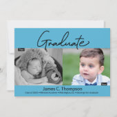 Jetzt und dann blauer Kindergarten Junge Graduate  Ankündigung (Vorderseite)