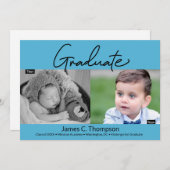 Jetzt und dann blauer Kindergarten Junge Graduate  Ankündigung (Vorne/Hinten)