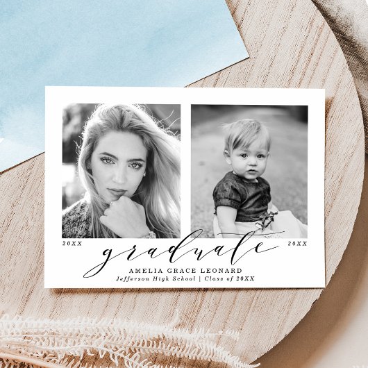 Jetzt und dann Blue Foto Abschluss Ankündigung