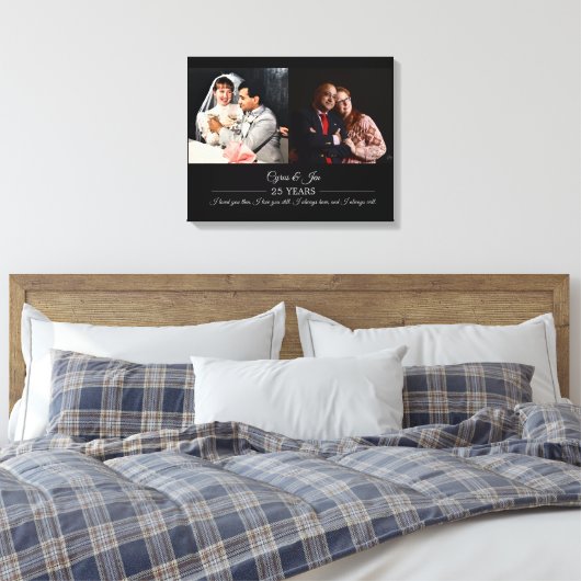 Jetzt und dann Fotos Silver Text Anniversary Foto Leinwanddruck (Insitu (Schlafzimmer))