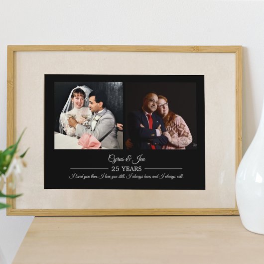 Jetzt und dann Fotos Silver Text Anniversary Foto Poster