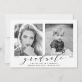 Jetzt und dann Lila Foto Graduation Party Einladung (Vorderseite)