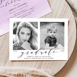 Jetzt und dann Lila Foto Graduation Party Einladung