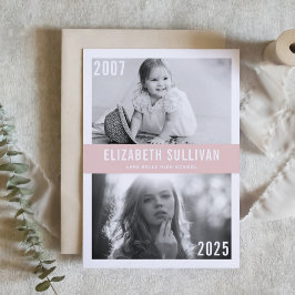 Jetzt und dann rosa blush-pink Abschluss Einladung