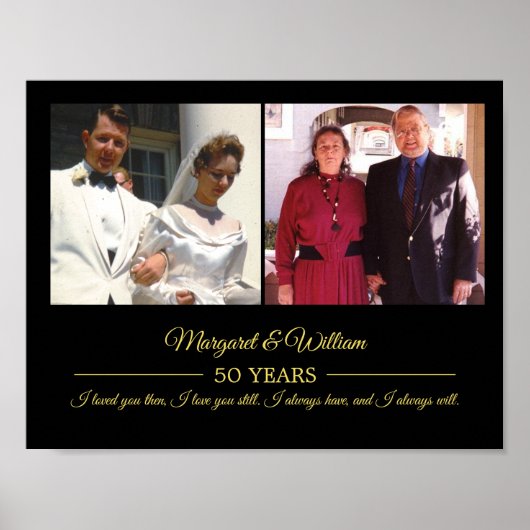 Jetzt und wieder Fotos Gold Text Anniversary Foto Poster (Vorne)