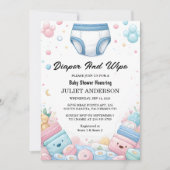 Jetzt Vater Pink Blue Diaper abgeben und Babydusch Einladung (Vorderseite)