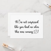 Jetzt verhalten Sie sich überrascht, flatter Grußk Karte (Vorderseite/Rückseite Beispiel)