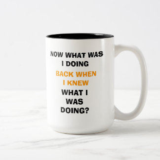"Jetzt, was war i-Handeln?" Kaffee-Tasse Zweifarbige Tasse