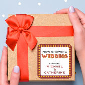 Jetzt zeigen Film Marquee Hochzeitszeichen mit Nam Quadratischer Aufkleber