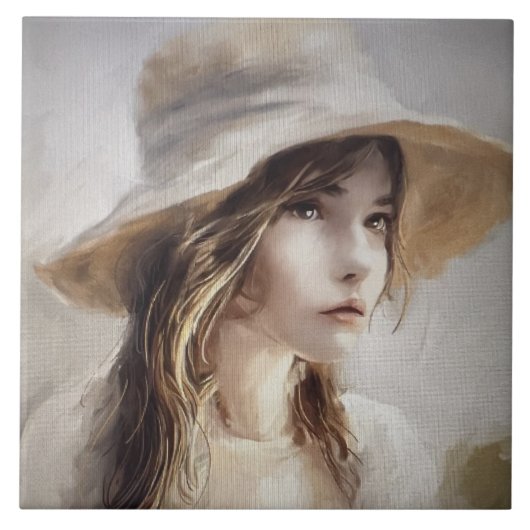 Jeune Femme Keramik Tile Fliese (Vorderseite)