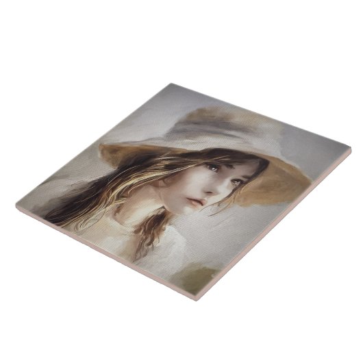 Jeune Femme Keramik Tile Fliese (Seite)