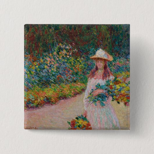 Jeune fille dans le jardin de Giverny, 1888 Button (Vorderseite)