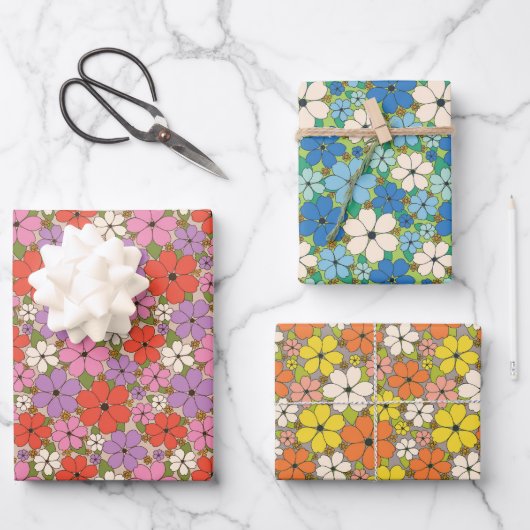 Jeune Floral Assorted Colors Paper Geschenkpapier Set (Vorderseite)