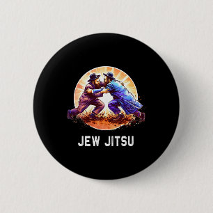 Jew Jitsu Karate Funny Hanukkah Brazilian Jiu Jits Button