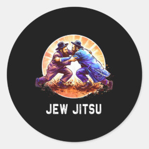 Jew Jitsu Karate Funny Hanukkah Brazilian Jiu Jits Runder Aufkleber