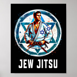 Jew Jitsu Karate Funny Hanukkah Jiu Jitsu Martial Poster