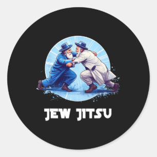 Jew Jitsu Karate Funny Hanukkah Martial Arts Chanu Runder Aufkleber