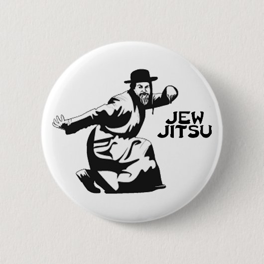 Jew Jitsu Pinback Butto | Jüdische Bar Mitzvah-Ges Button (Vorderseite)