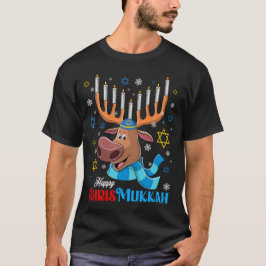 Jewdolph Chris Mukkah Reindeer Menorah Hanukkah T-Shirt