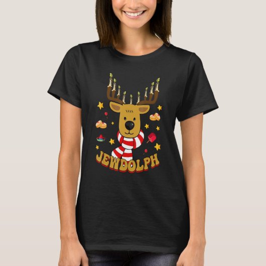 Jewdolph Ugly Hanukkah Sweater Reindeer  Chanukah  T-Shirt (Vorderseite)