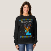 Jewdolph Ugly Hanukkah Sweater Reindeer Menorah Ch Sweatshirt (Vorne ganz)