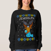 Jewdolph Ugly Hanukkah Sweater Reindeer Menorah Ch Sweatshirt (Vorderseite)