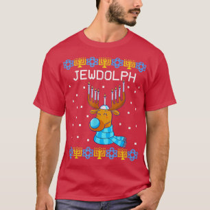 Jewdolph Ugly Hanukkah Sweater Reindeer Menorah Ch T-Shirt